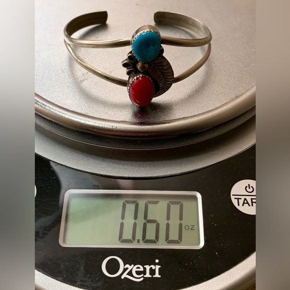Navajo Turquoise Coral Cuff - Picture 9 of 9